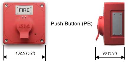Clifford & Snell - Manual Call Point, Hazardous Area (ATEX) - Yodalex MCP - Push Button Dimensions Illustration